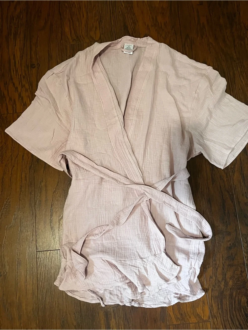 Serra Light Pink Cotton Robe with Tie Waist